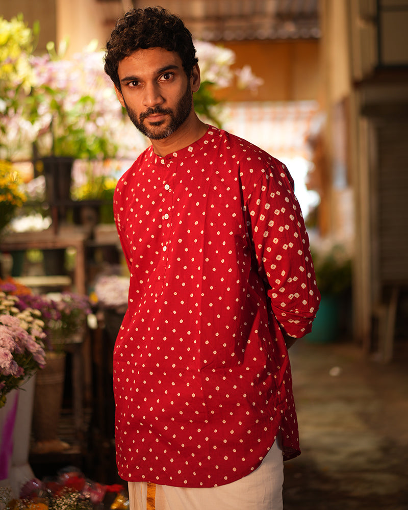 Gulal Men’s red bandhani full sleeve shirt