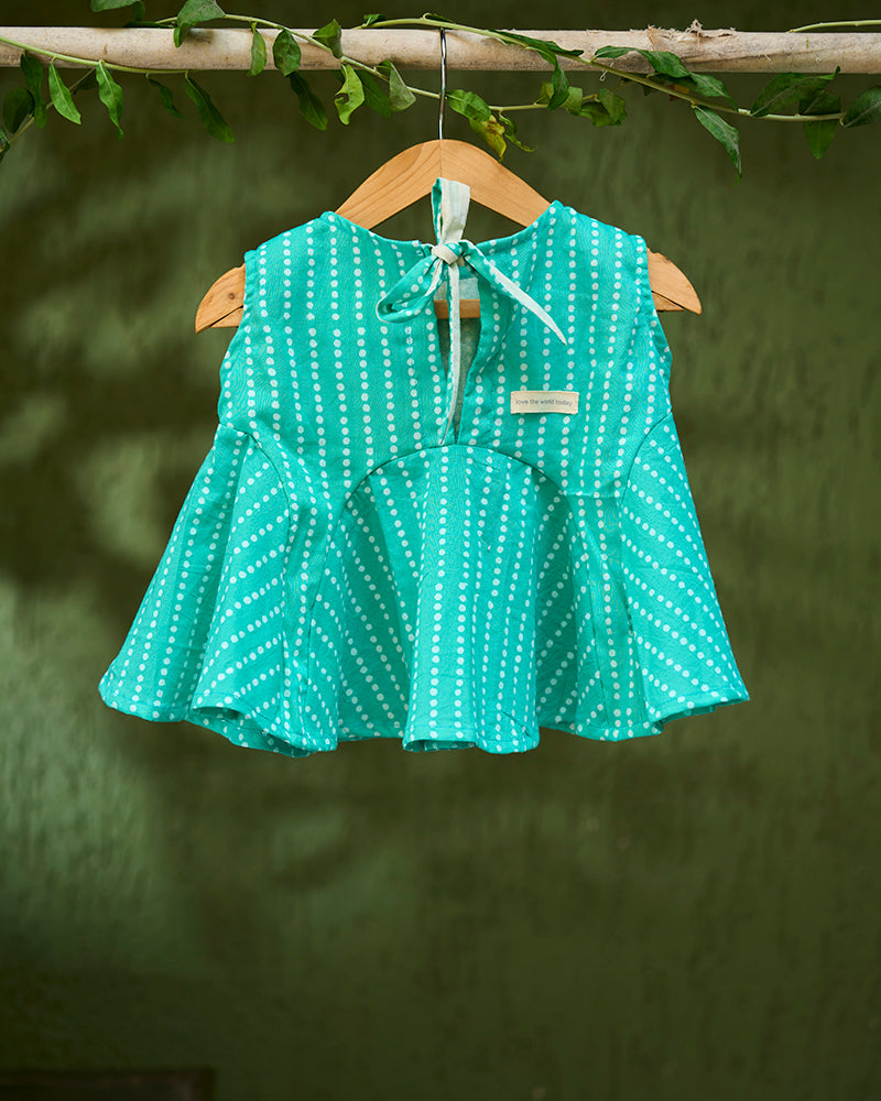 sleeveless-summer-flared-girls-top-in-blue-with-white-dot-with-pockets-in-100%-cotton-handblock-printed-in-Jaipur