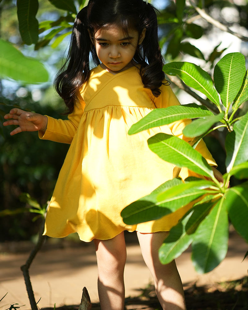 girls-wrap-dress-in-yellow