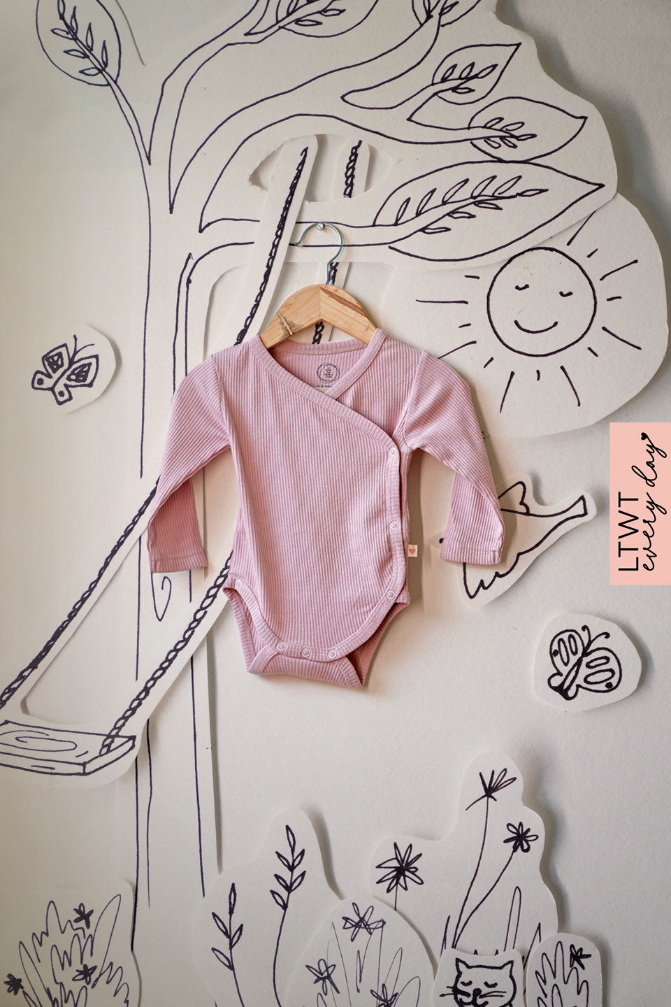Everyday unisex baby onesie in rose pink for girls & boys