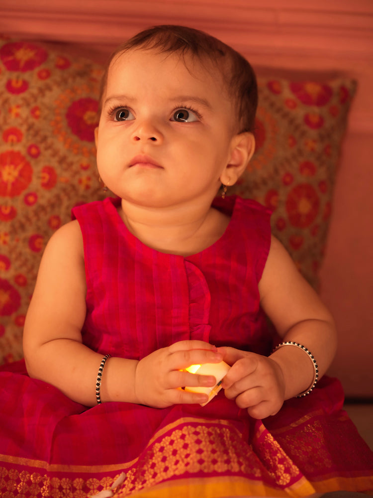 Rukmini pleated baby girl festive dress (0-12 months)