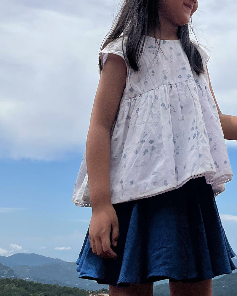 Morning mist lined floral cotton mul flowy top