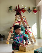 Multi color handwoven cotton checks baggy shirt with Cuban collar for boys.