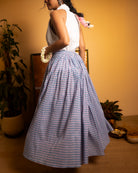 Geometric Rhombus hand block printed skirt for women with elasticated waist.