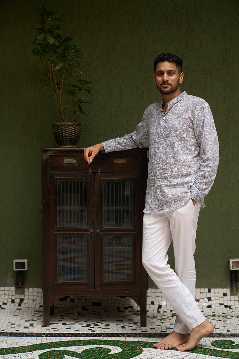 Mandarin collar shirt clearance