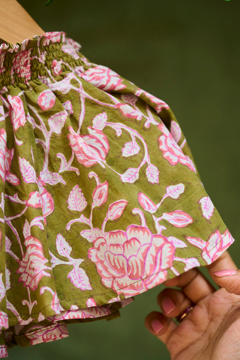 girls-twirl-short-skirt-green-hand-block-print 
