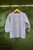 unisex-kids-grey-kurta-for-boys-and-girls-handblock-printed-in-Jaipur-made-with-soft-and-breathable-cotton