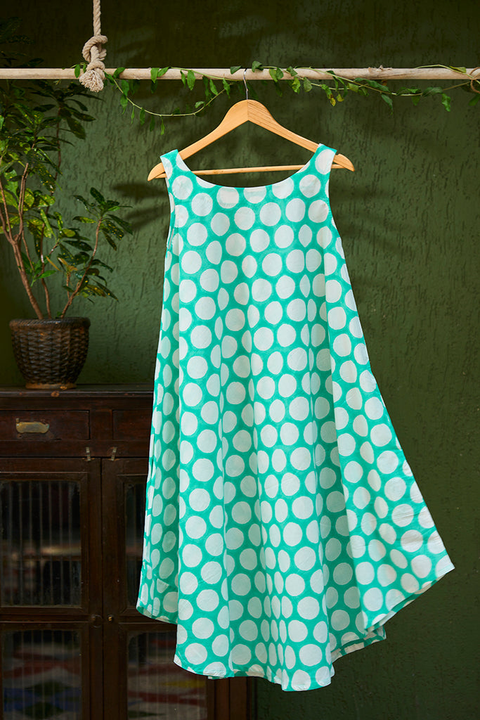 lovetheworldtodays-womens-sleeveless-summer-flared-dress-in-blue-polka-handblock-print-purecotton-made-in-jaipur