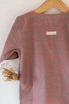Summer night suit for boys and girls in handwoven cotton in warm sand and pink checks. Perfect co-ord set for summer. Half sleeve kurta in soft handwoven cotton with elasticated shorts. Kurtas and Pajamas,  both have pockets.