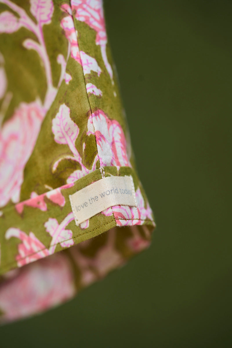 unisex-summerwear-green-floral-hand-block-print-cotton-shorts